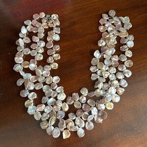 Elegant Three-Strand Keshi Pearl Necklace